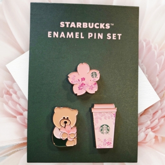 Starbucks Jewelry - Starbucks 2026, Limited Edition Spring Cherry Blossom Enamel Pin Set-NWT